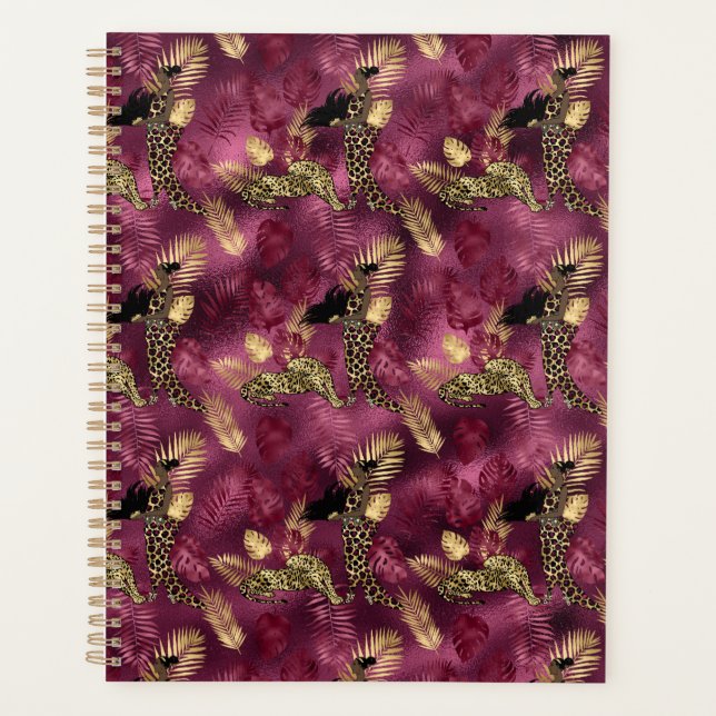 Agenda Bordô e Dourado Série Leopardo Design 10 (Frente)