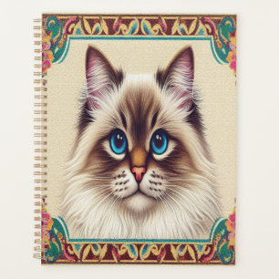 Agenda Bordo Moldado Colorido de Gato de Birmanês Decorat