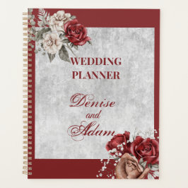 Agenda Borgonha, Blush, Planner de Casamento de Rosas Bra