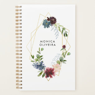 Agenda Borgonha E Geometria Floral Marinho