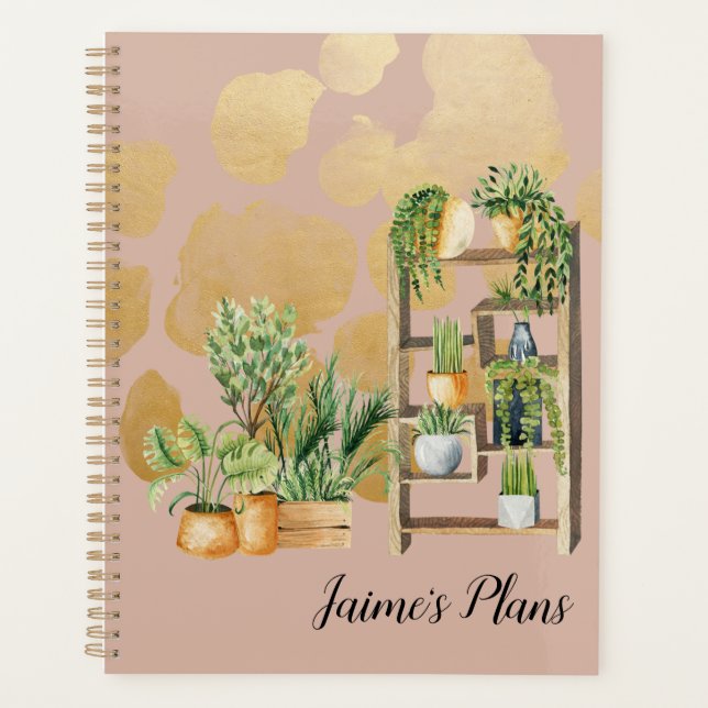 Agenda Botânica Watercolor Plantas Script Name Blush (Frente)