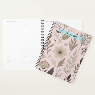 Agenda Botânico Floral Bege e Rosa Claro
