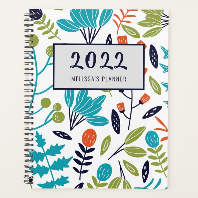 Agenda Botânico Russo Moderno Floral Personalizado (Frente)