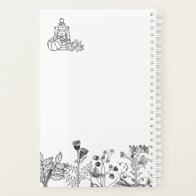 Agenda Botânico Vintage Preto e Branco (Verso)