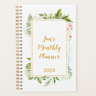 Agenda Botânicos Dourado Rosa Geométrico Floral Pessoal