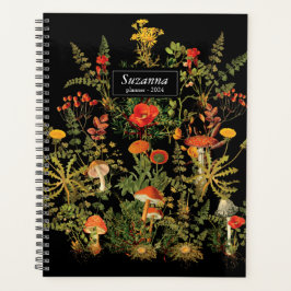Agenda Botânicos Florais para Notebook Preto para Cogumel