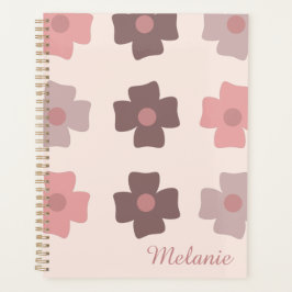 Agenda Botões Florais Marrom Rosa Nome