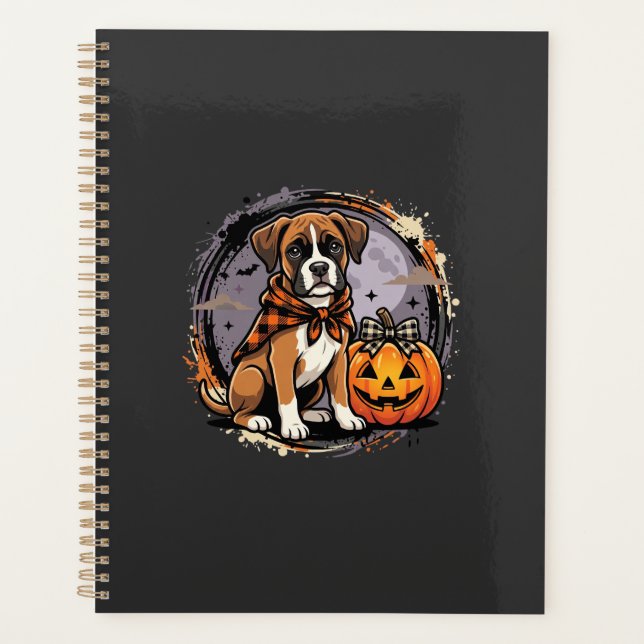 Agenda Boxer Dog Halloween Abóbora Sublimação (Frente)