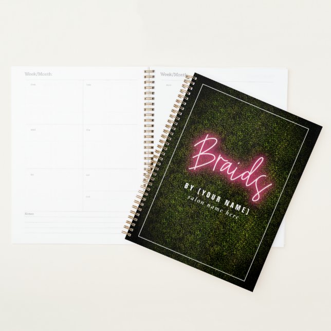 Agenda Braids Hair Salon Neon Boxwood Cosmetologista  (Exibição)