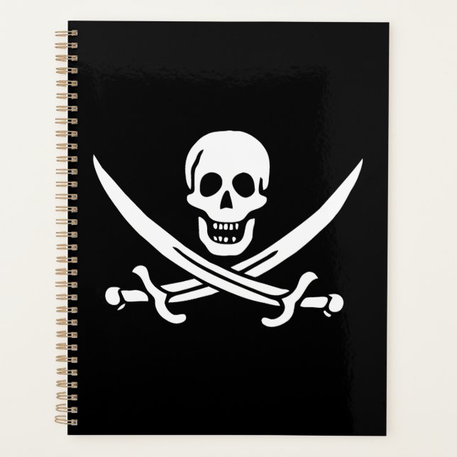 Agenda Branco, Bandeira Pirata, Calico Jack, Caveira e Cu (Frente)