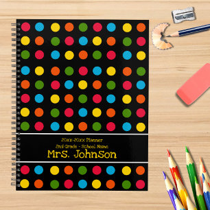 Agenda Branco Bolinhas Amarelo-Verde-Vermelho-Amarelo-