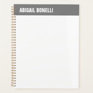 Agenda Branco de cinza chic de nome mínimo profissional