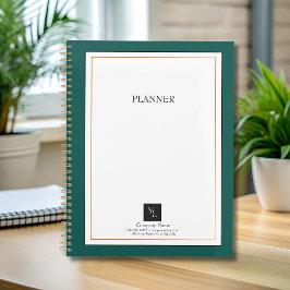 Agenda Branco verde moderno Dourado com logotipo comercia