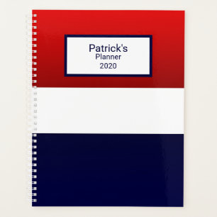 Agenda Branco vermelho e Design azul