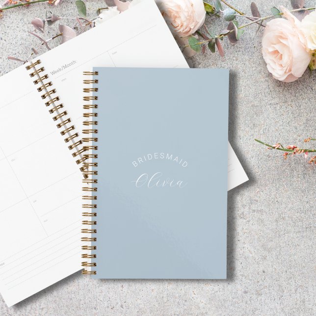 Agenda Bridesmaid Dusty Blue Personalizado Planner (Criador carregado)
