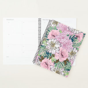 Agenda Brilhante, Brilhante, Rosa e Branco Ilustração F