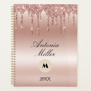 Agenda Brilhante Rosa com brilho metálico