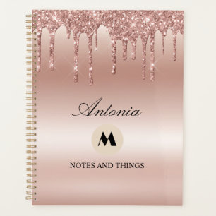 Agenda Brilhante Rosa com brilho metálico