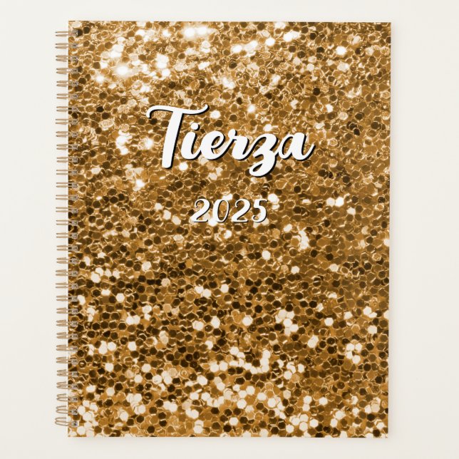 Agenda Brilho Amarelo Dourado Personalizado (Frente)