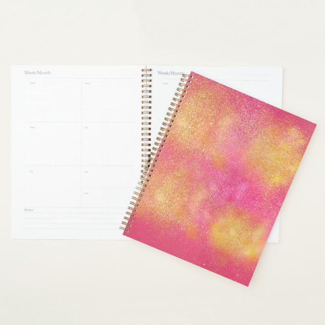 Agenda Brilho Cor-de-Rosa Dourado Glamouroso (Exibição)