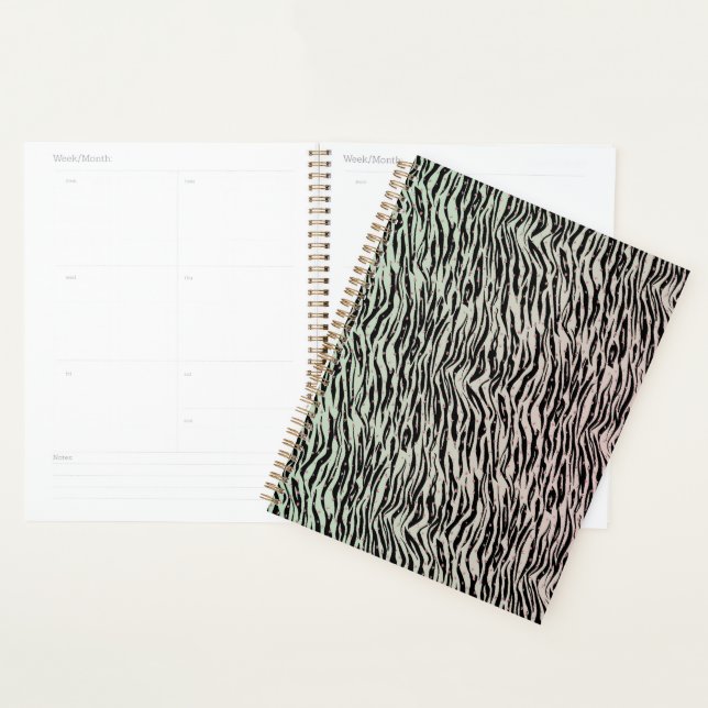 Agenda Brilho em Tom de Rosa com Listras de Zebra Preto e (Exibição)