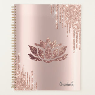 Agenda Brilho Moderno em Rosa Dourado Lótus