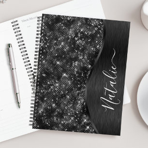 Agenda Brilho Preto Metálico Personalizado