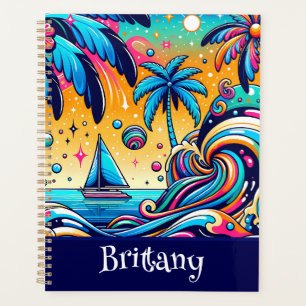 Agenda Brincadeira Sailboat Psicélico Branca Personalizad