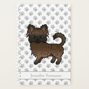 Agenda Brindle Long Casaco Chihuahua Dog e Texto Personal
