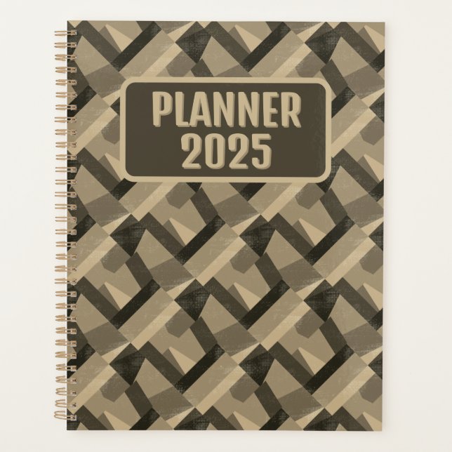 Agenda Brown Boho Geometric Abstrac Customizable (Frente)