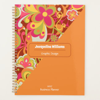 Agenda Brown Groovy 60s 70s Floral Swirls II