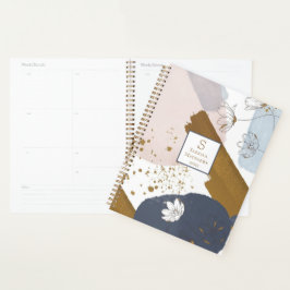 Agenda Brushstrokes, Abstrato Dourado floral | 2026