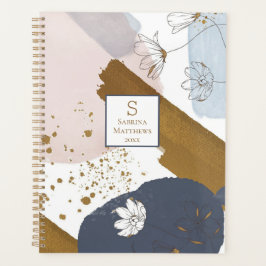 Agenda Brushstrokes, Abstrato Dourado floral | 2026