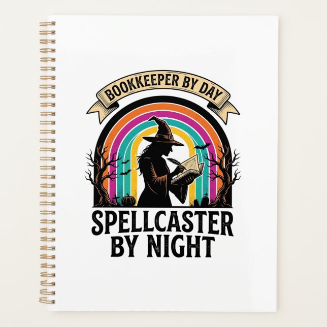 Agenda Bruxa Contadora Design Retro de Contabilidade de H (Frente)