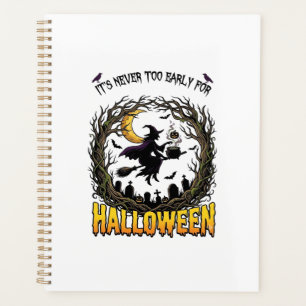 Agenda Bruxa de Halloween Caldeirão Lua Cemitério Árvore 