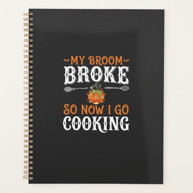 Agenda Bruxa de Halloween Cozinhando com Cabo de Vassoura (Frente)