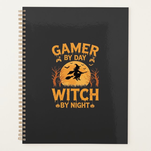 Agenda Bruxa Gamer Design de Halloween de Jogos (Frente)
