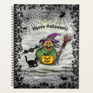 Agenda Bruxa, Gato, Bat e Abóbora, Feliz Halloween!