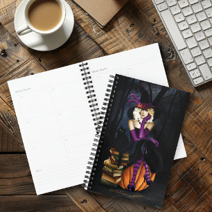 Agenda Bruxa Loira Divertida Abóbora Fantasia Roxa