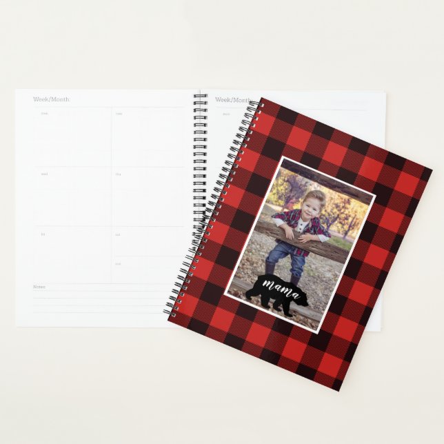 Agenda Buffalo Flannel Mama Bear Foto Personalizada (Exibição)