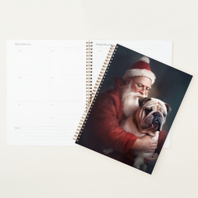 Agenda Buldogue com Papai Noel Natal Festivo (Exibição)