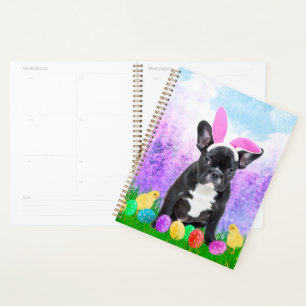 Agenda Bulldog Francês com Ovos de Páscoa Coelhinhos Pint