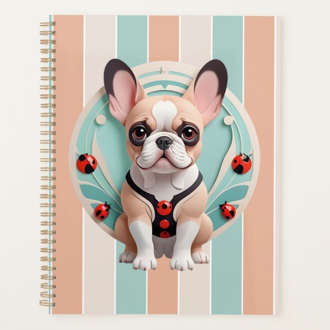Agenda Bulldog Francês Ladybug Pastel Paper Cutando Arte (Frente)