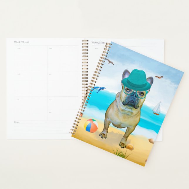 Agenda Bulldog francês na praia (Exibição)