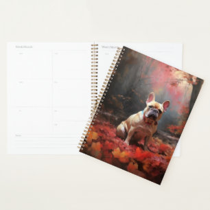 Agenda Bulldog Francês nas Folhas de Outono Caem Inspira