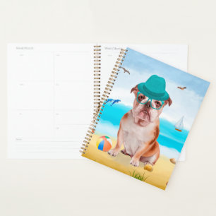 Agenda Bulldog Inglês na Praia
