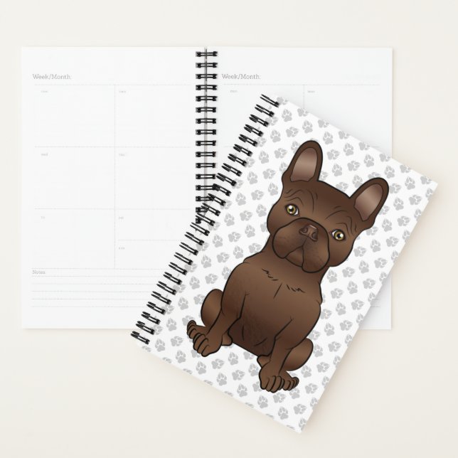 Agenda Bulldogue Francês Chocolate / Cachorro e Patinhas  (Exibição)
