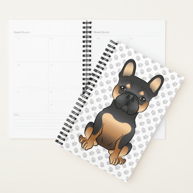 Agenda Bulldogue Francês Preto e Castanho / Cachorro e Pa (Exibição)