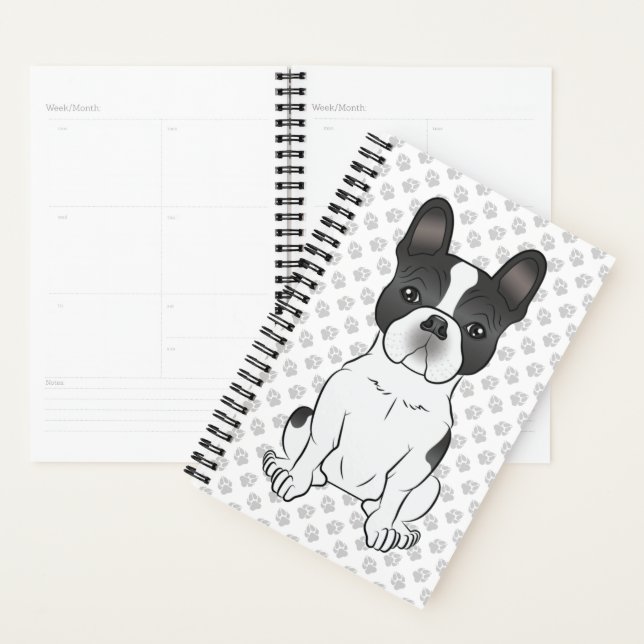 Agenda Bulldogue Francês Preto Piebald / Cachorro e Patas (Exibição)
