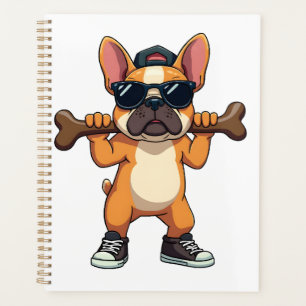 Agenda Bulldogue Francês Vintage Legal Carregando Osso Ca